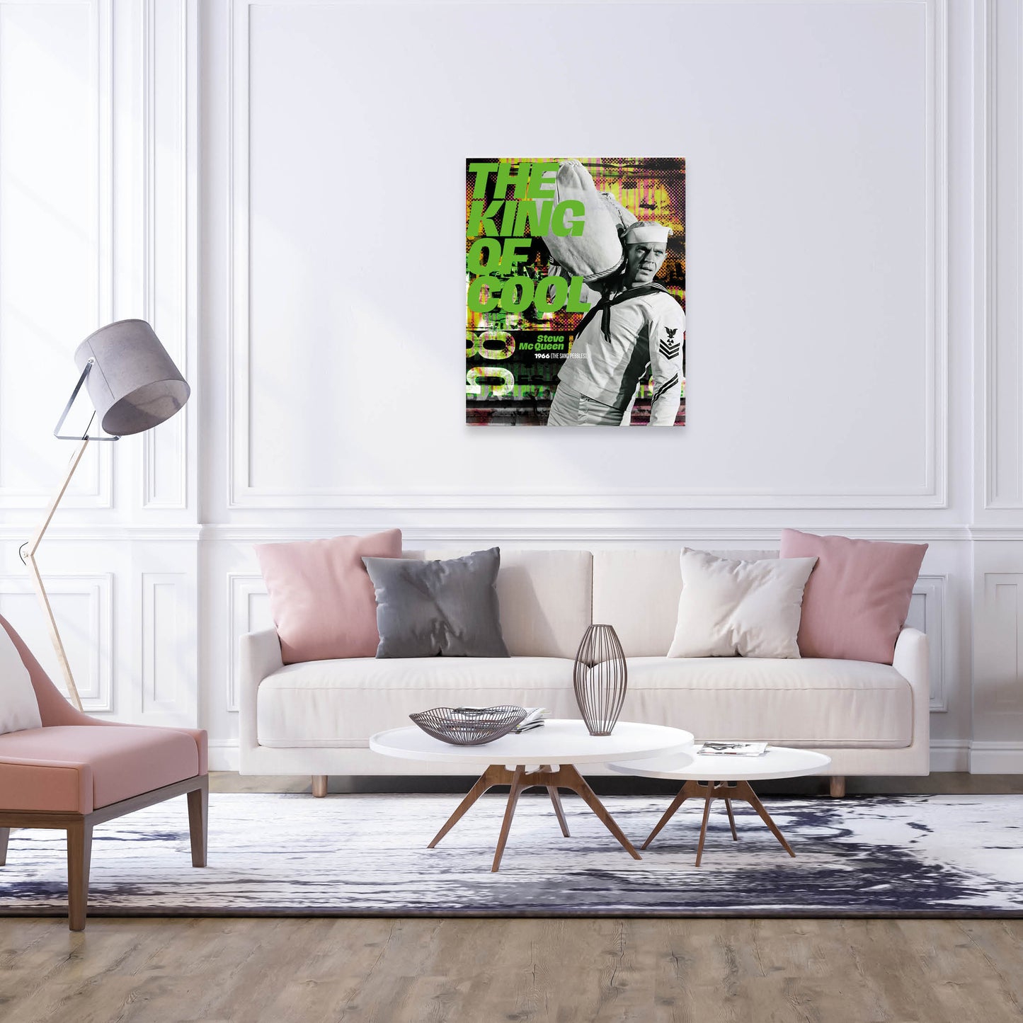 Tableau steve McQueen pop art  king of cool vert matelos