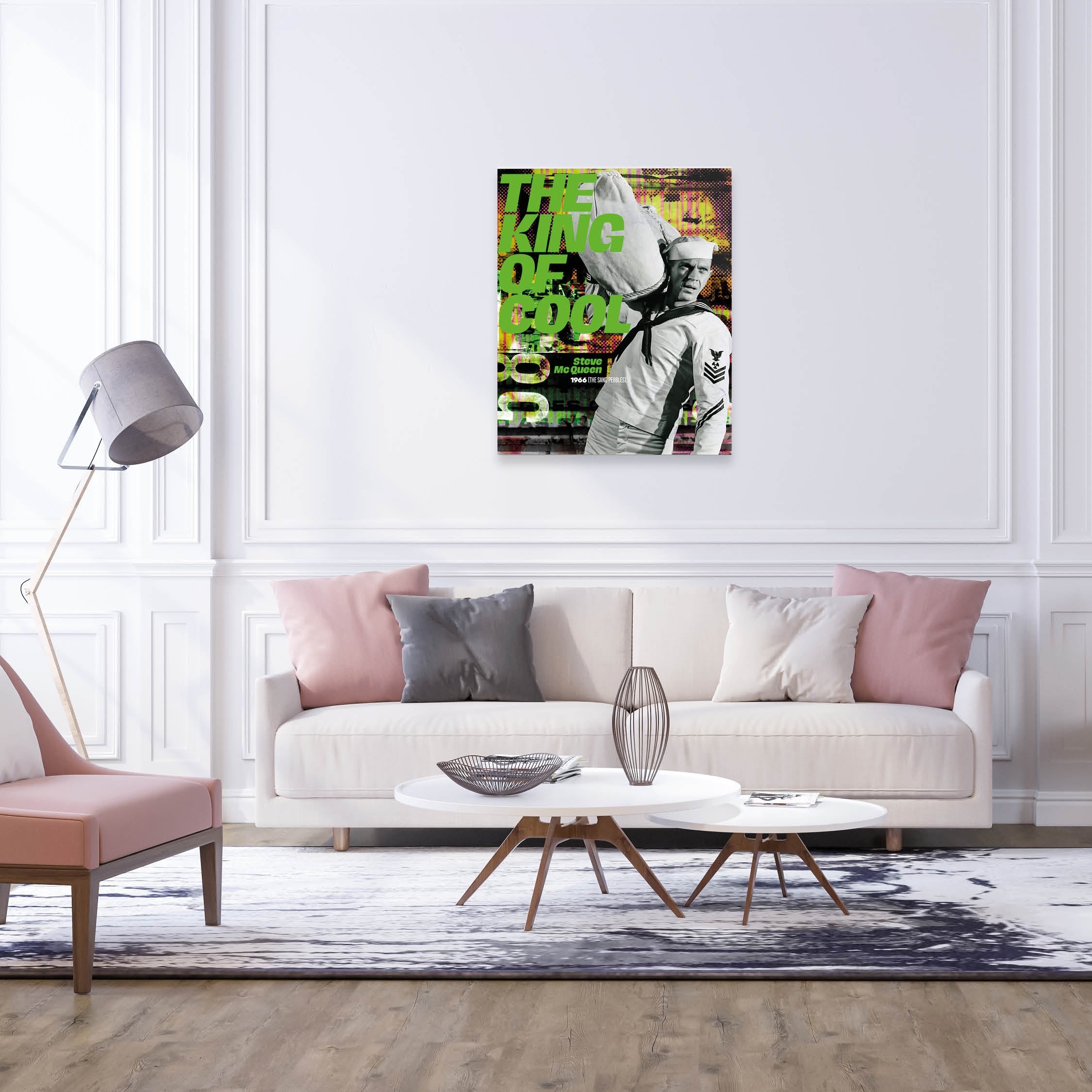 Tableau steve McQueen pop art  king of cool vert matelos